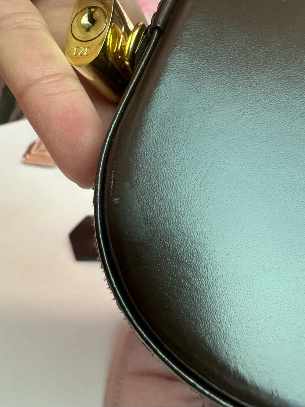 Louis Vuitton Brown Checkered Satchel with Gold Hardware